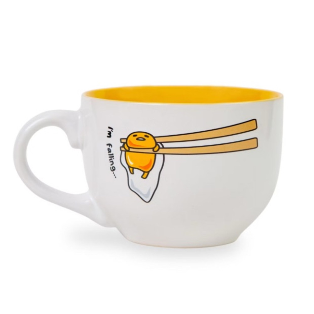 Silver Buffalo Sanrio Gudetama "I'm Falling" Ceramic Soup Mug - 24 Ounces
